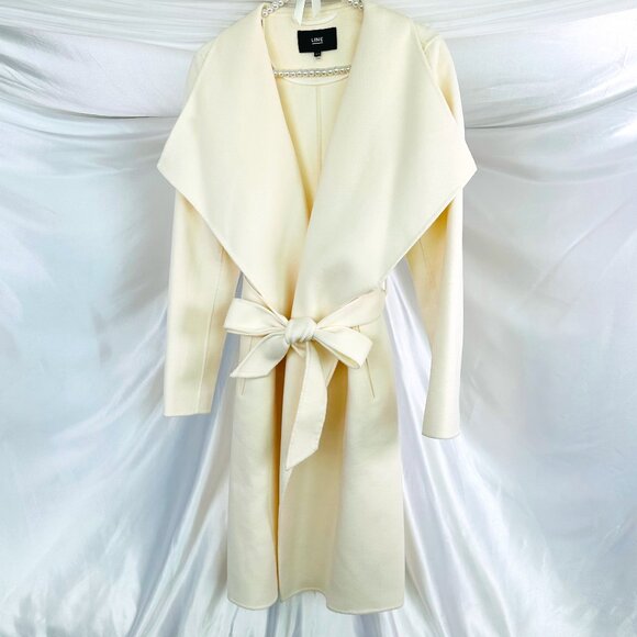 Line "Meghan" Coat - Ivory Wool Wrap Peacoat - Size M - Picture 2 of 12